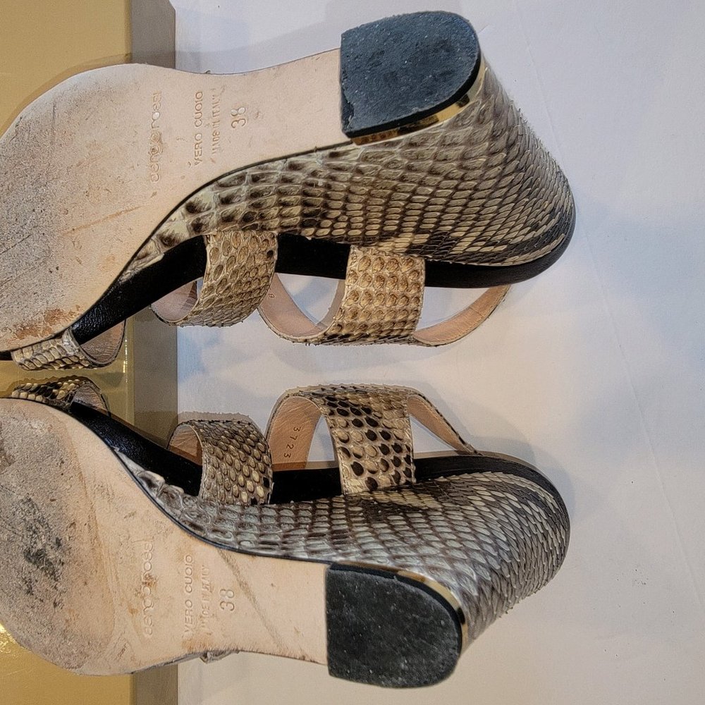 Vintage Sergio Rossi Python Wedge Sandals, 4" Heel - Picture 5 of 6
